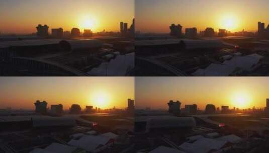 广州琶洲会展中心日落高清在线视频素材下载