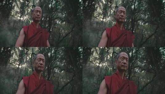 佛教弟子虔诚的祈祷高清在线视频素材下载
