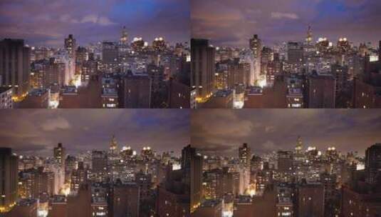 纽约城市夜景延时拍摄高清在线视频素材下载