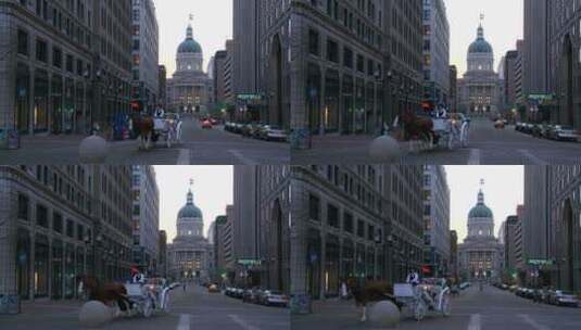 一辆马车经过市中心高清在线视频素材下载