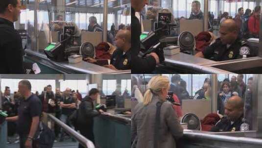 安全部门检查乘客护照高清在线视频素材下载