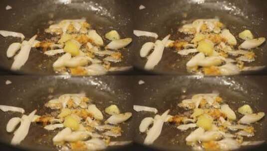 葱姜蒜炝锅去腥高清在线视频素材下载