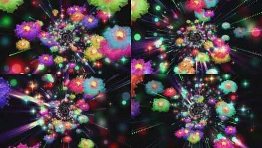 五彩唯美梦幻粒子花朵背景高清在线视频素材下载