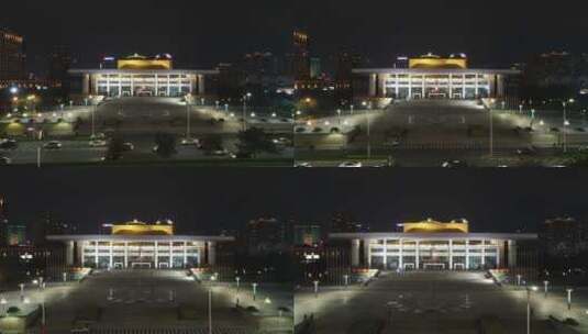 航拍南宁城市夜景地标建筑高清在线视频素材下载