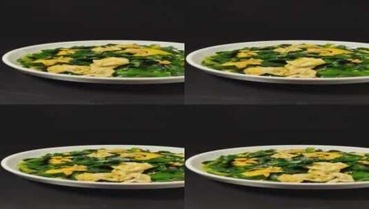 韭菜炒蛋美食菜品4k视频高清在线视频素材下载
