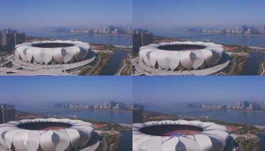 4k航拍杭州亚运会馆高清在线视频素材下载