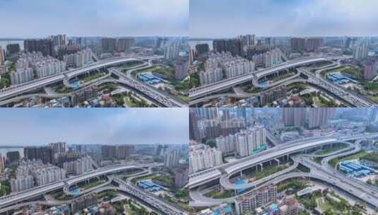 武汉市珞狮路雄楚大道立交桥三段延时高清在线视频素材下载
