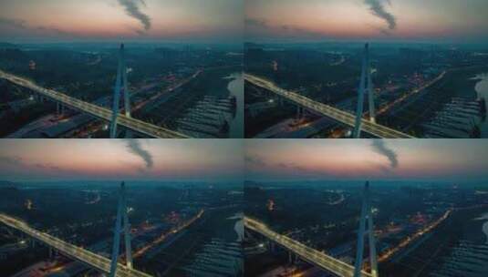 重庆马桑溪大桥夜景航拍延时高清在线视频素材下载