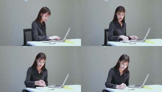 在办公室电脑前工作的商务女性高清在线视频素材下载