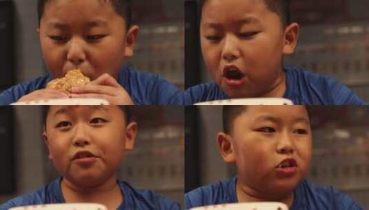 小孩在肯德基吃汉堡高清在线视频素材下载