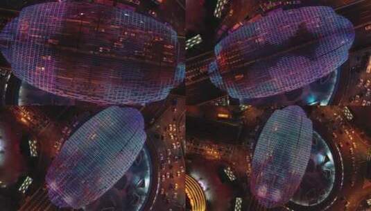 上海五角场，正扣旋转上升镜头高清在线视频素材下载