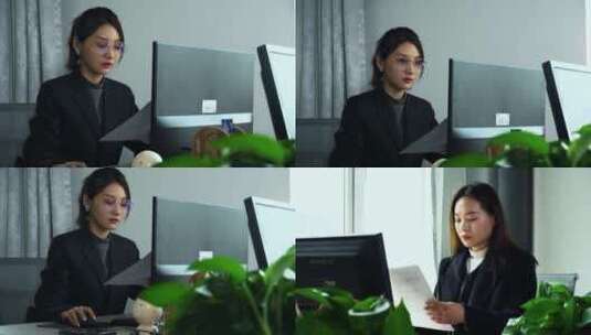 在办公室工作的女人高清在线视频素材下载
