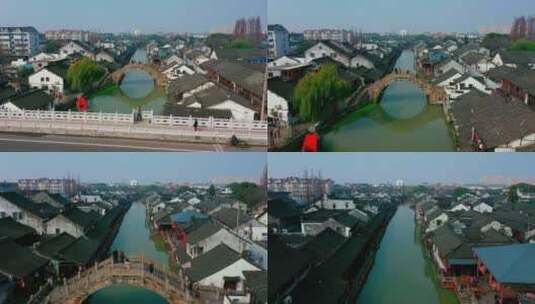 枫泾古镇的石桥高清在线视频素材下载