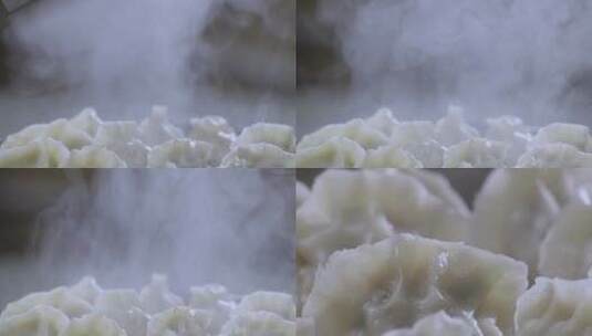 热腾腾带蒸汽的蒸饺高清在线视频素材下载