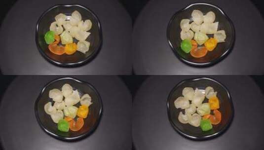 膨化食品虾片鱿鱼卷油炸食品食材高清在线视频素材下载