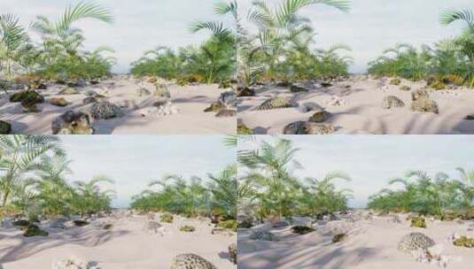 4k夏天海滩环境CG场景动画背景视频素材高清在线视频素材下载