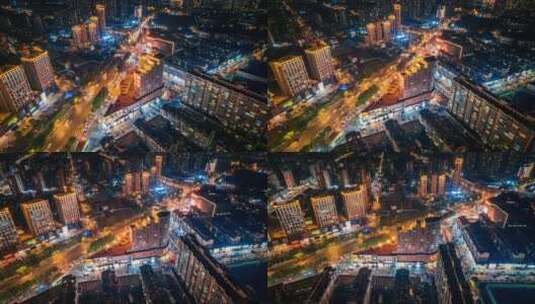 辽宁沈阳沈北新区城市风景夜景航拍高清在线视频素材下载