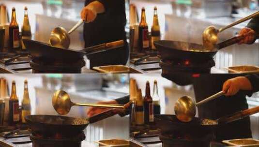 美食炒菜厨房厨师颠勺炒菜高清在线视频素材下载