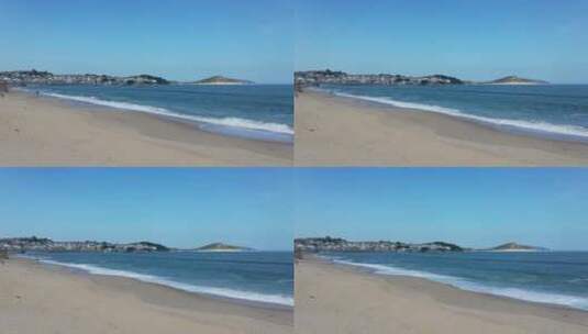 大海航拍沙滩海岸线海边沙滩旅游小镇渔村高清在线视频素材下载
