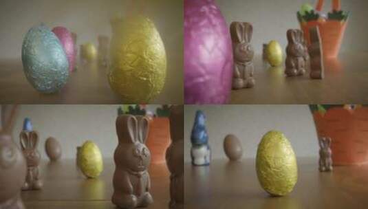 追踪巧克力兔子和复活节彩蛋场景高清在线视频素材下载