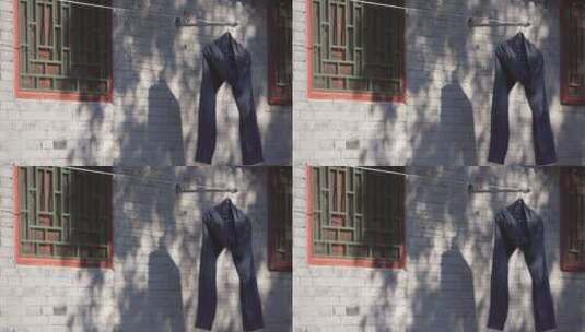 【空镜】4K北方民居-窗户和牛仔裤高清在线视频素材下载