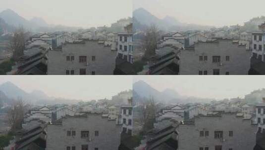 航拍湘西茶峒古镇（边城）的建筑屋顶高清在线视频素材下载