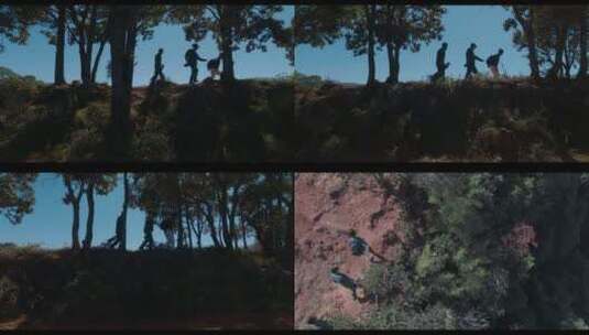 摄影师视频拍摄风光走着悬崖边摄制组高清在线视频素材下载