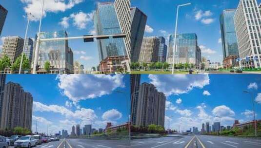 【原创4K】城市建筑蓝天白云航拍延时高清在线视频素材下载
