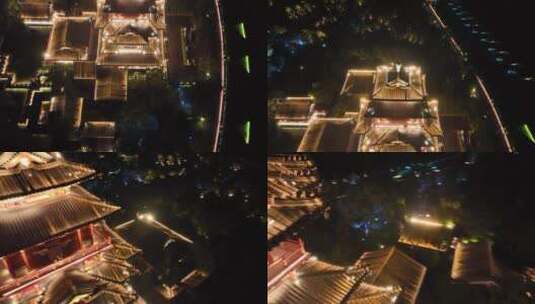 处州府城应星楼夜景航拍高清在线视频素材下载