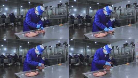 烤鸭 卤鸭工厂工作人员工作高清在线视频素材下载