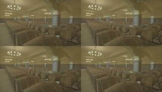 红酒酒窖橡木桶地下酒窖高清在线视频素材下载
