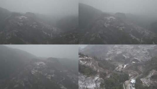 秦岭山川雪景大雪风光航拍3高清在线视频素材下载