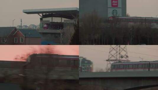 8k实拍高架桥上城铁列车高清在线视频素材下载