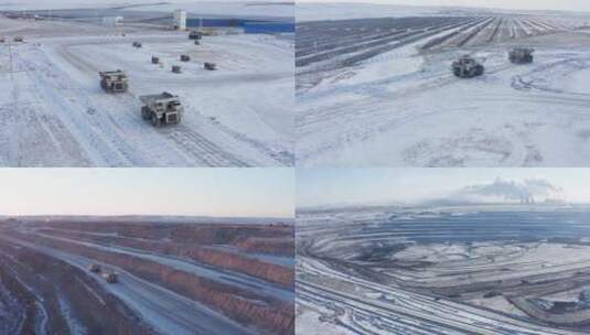 内蒙古呼伦贝尔大草原采矿场航拍高清在线视频素材下载