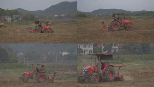 【镜头合集】麦田耕地播种犁地拖拉机高清在线视频素材下载