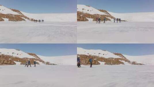 4K团队攀登雪山高清在线视频素材下载