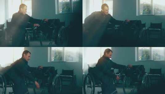 残疾人检查轮椅高清在线视频素材下载