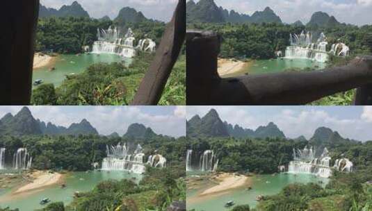 广西旅游景点德天跨国大瀑布高清在线视频素材下载