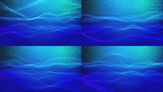 数字蓝色波粒子和光与散景 网络空间高清在线视频素材下载