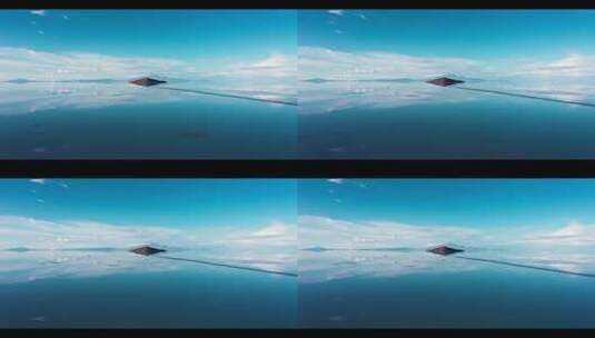 航拍乌尤尼盐沼天空之镜玻利维亚蓝色天际线高清在线视频素材下载