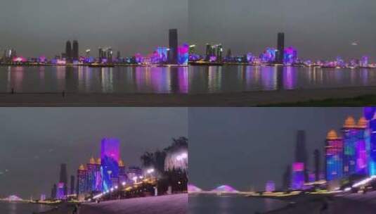 武汉江滩夜景灯光高清在线视频素材下载