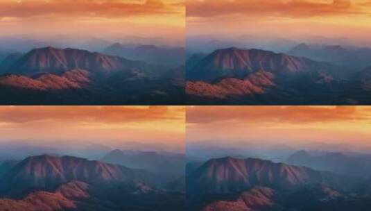 4K航拍杭州大明山景区山脉唯美日出日落高清在线视频素材下载