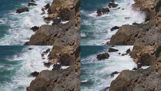 海浪 浪拍打礁石高清在线视频素材下载