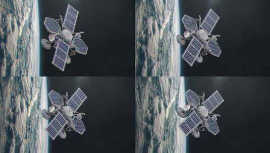 未来观测卫星在地球轨道拍摄的建立高清在线视频素材下载