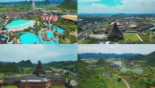 桂林融创度假区和雁山酒店群多镜头高清在线视频素材下载