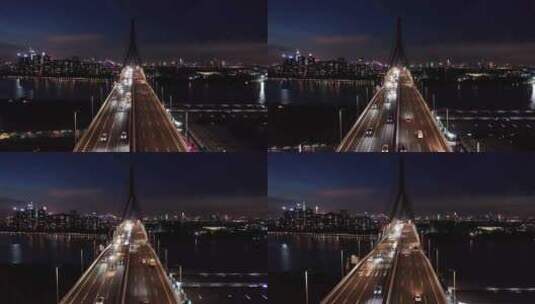 广州夜景航拍-番禺大桥03高清在线视频素材下载