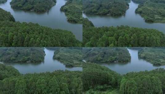 高清航拍四川眉山彭山龚家堰水库湖自然风光高清在线视频素材下载