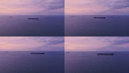 航拍海上江上行驶的邮轮船只高清在线视频素材下载