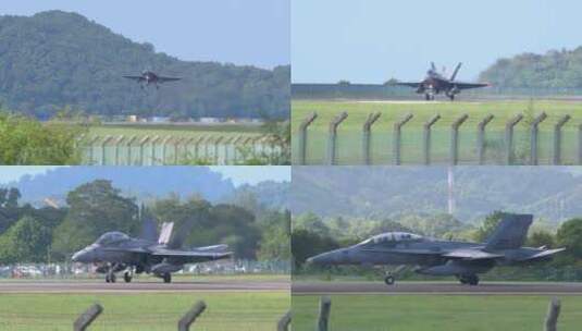 稳定：兰卡威航展马来西亚F/A-18D战机降落高清在线视频素材下载