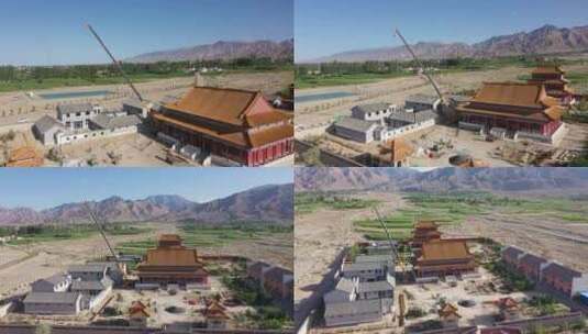 山脚寺庙修建施工现场高清在线视频素材下载